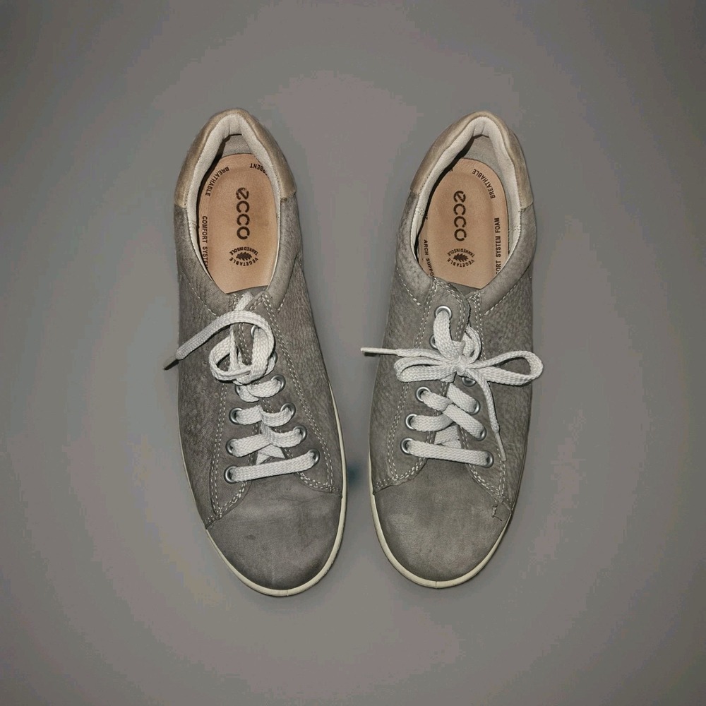 Ecco 7 Womens Sneakers Shoes Gary White Low Top Leather Lace Up Size‎ 39
